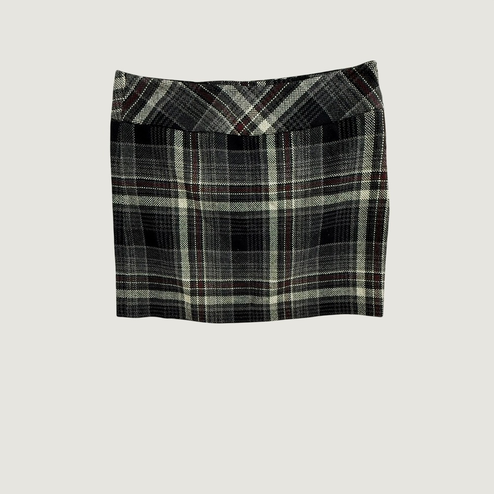Eddie Bauer Womens Grey Plaid Wool Blend Lined Mini Skirt Size 10